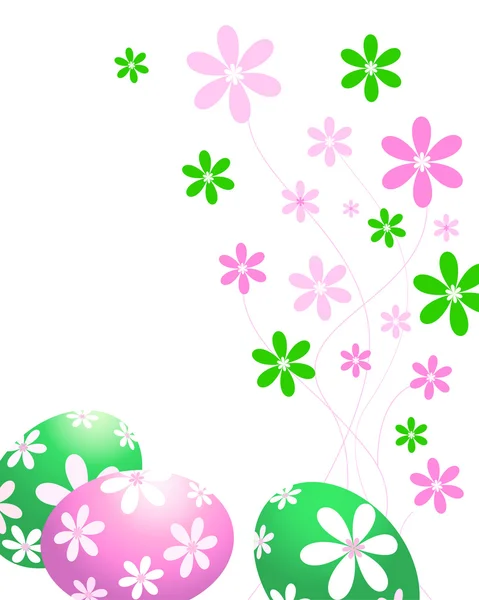 Uova di Pasqua verdi e rosa — Vettoriale Stock