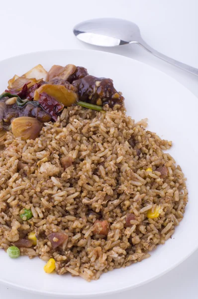 Stekt ris med mantis räkor — Stockfoto