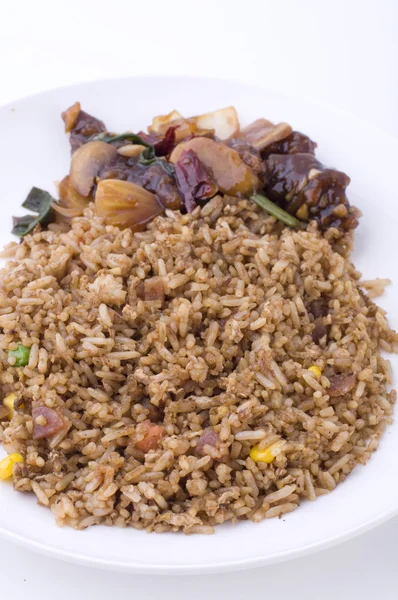 Stekt ris med mantis räkor — Stockfoto