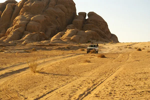 Safari in jeep nel deserto Immagini Stock Royalty Free