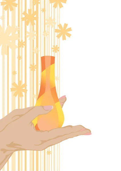 Parfume amarelo na mão — Fotografia de Stock