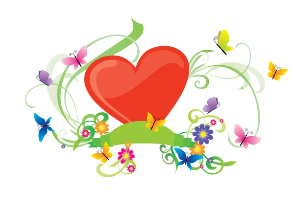 Letní srdce s květinami — Stock fotografie