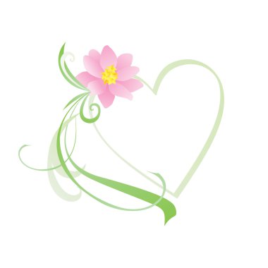 Green heart with flowers and curves clipart