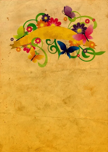 Stary papier z kwiatami — Zdjęcie stockowe