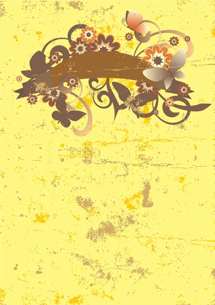 Starý papír s batterflies banner — Stock fotografie
