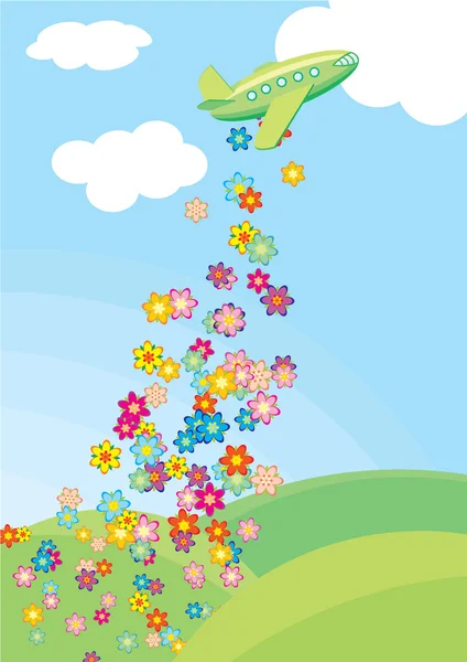 Flugzeug und Blumen — Stockfoto
