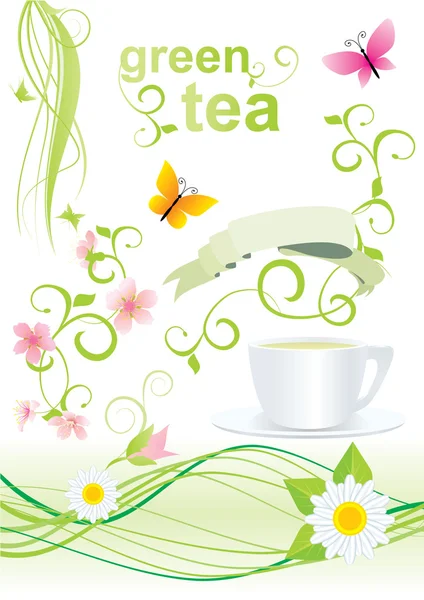 Sada obrázků zelený čaj — Stock fotografie