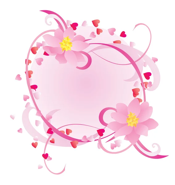 用鲜花和曲线的粉红色帧 — 图库照片