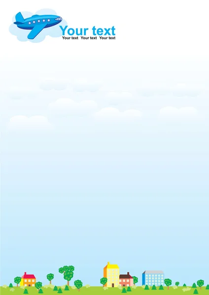 Avião céu e terra em branco — Fotografia de Stock