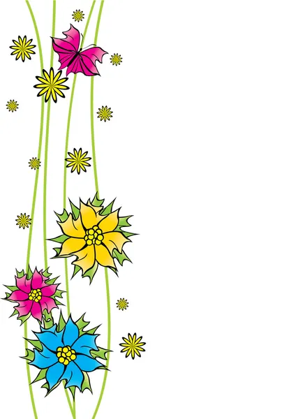 Blumen und Schmetterlinge Karte — Stockfoto