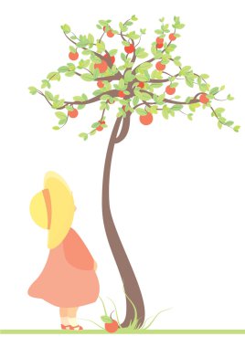 çocuk ve elma ağacı