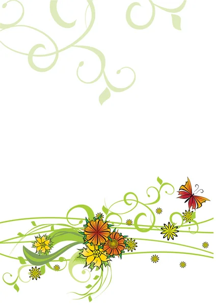 Květiny a butterfliy pozadí — Stock fotografie