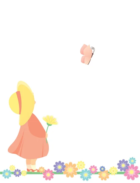 Kleines Mädchen und Schmetterling — Stockfoto