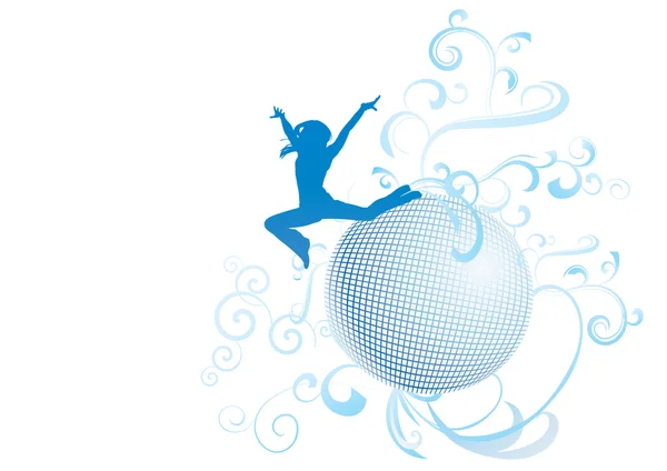Disco-Frau tanzt im Blaulicht — Stockfoto