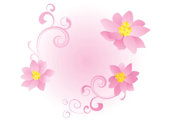 Růžový rám s květinami a křivek — Stock fotografie