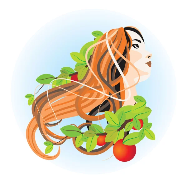 Hübsches Mädchen und Apfelbaum — Stockfoto