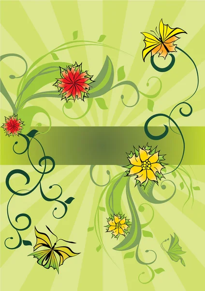 Tarjeta de flores y mariposas —  Fotos de Stock