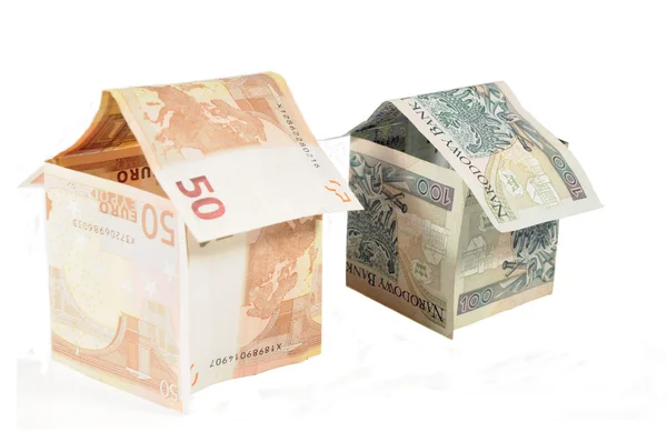 Casas del euro y dinero pln —  Fotos de Stock