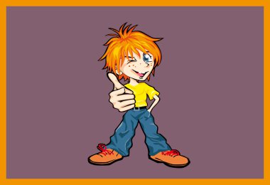 Cute boy with thumb-up! clipart