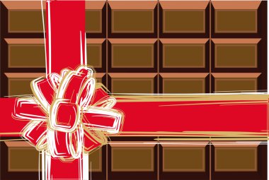 Chocolate and red ribbon clipart