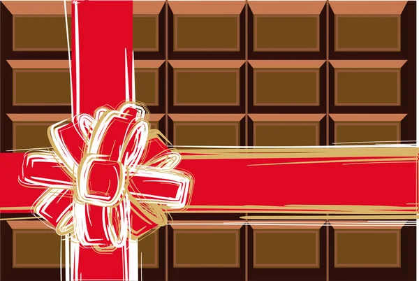 Σοκολάτα και κόκκινης κορδέλλας — Διανυσματικό Αρχείο