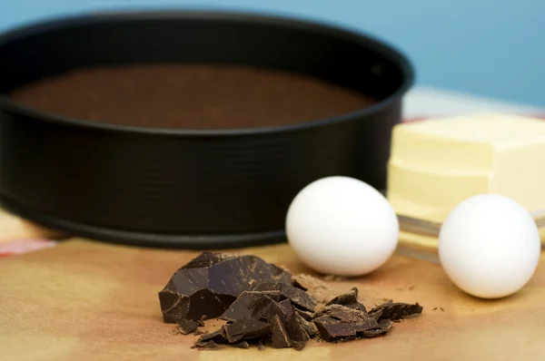 Koking av sjokoladekake – stockfoto