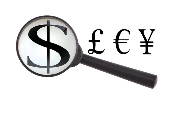 stock image Dollar under eyeglass