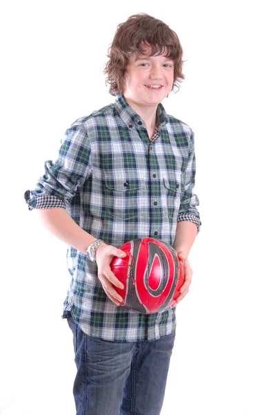 Teenager with football — Stock Photo, Image