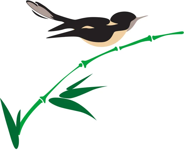 Vogel op bamboe — Stockvector