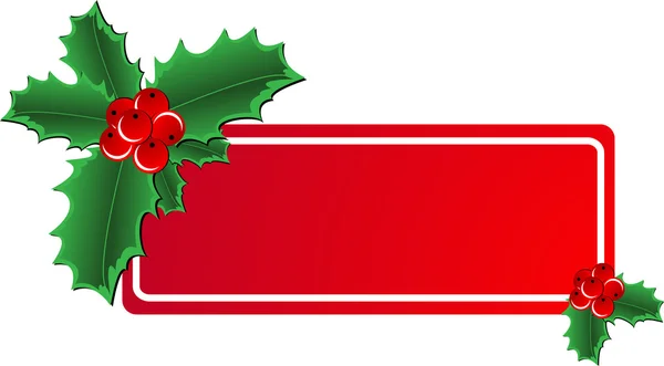 クリスマスのヒイラギのバナー — ストックベクタ