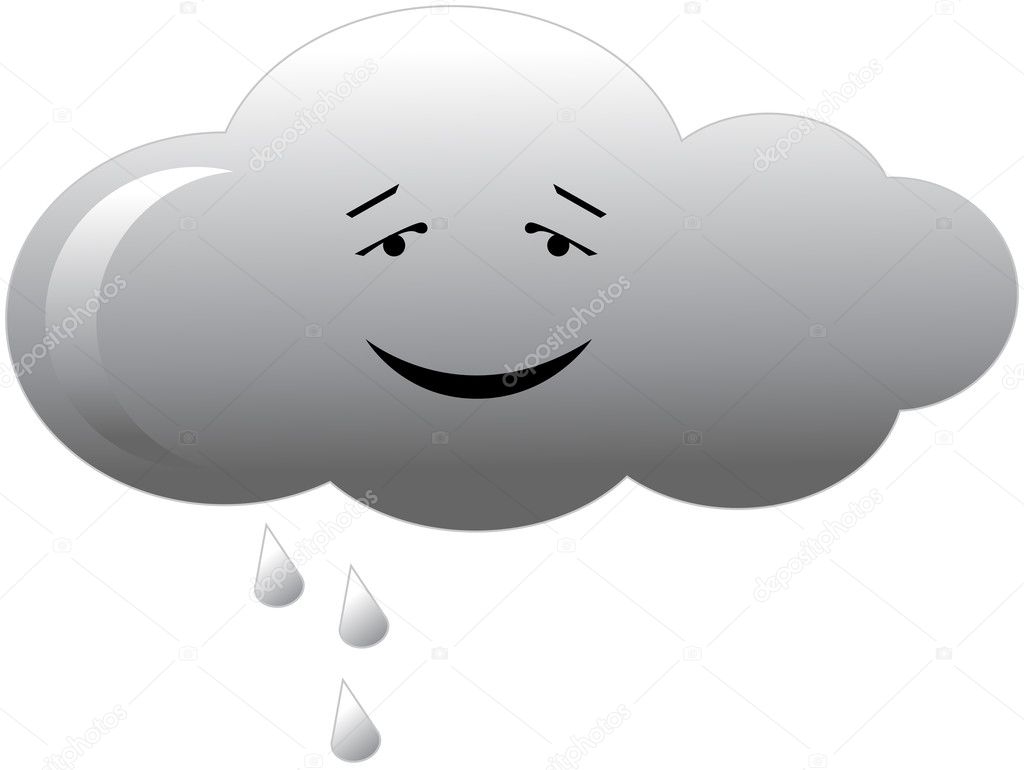 Vector illustration of grey rain cloud isolated