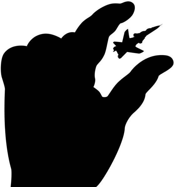 Рука с самолетом — стоковый вектор