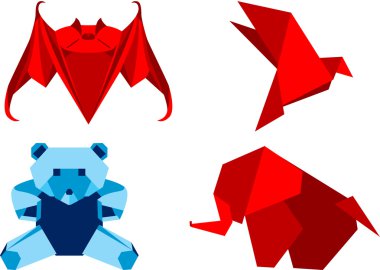 Origami set animals clipart