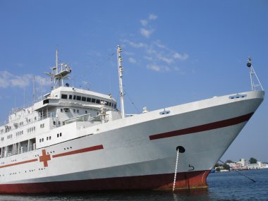 Russian naval ship-hospital in the port. Ukraine, Sevastopol. clipart