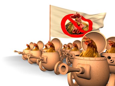 Chauvinism. Chicken uprising clipart