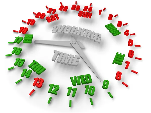 Work week clock. Working time 8x5. — Stock Photo, Image