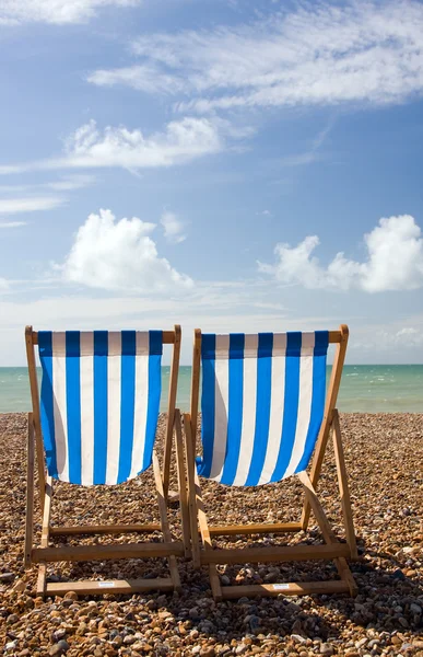 Stock image Deck chairs at the seaside