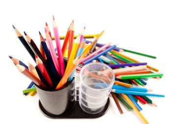 Many colored pencils clipart