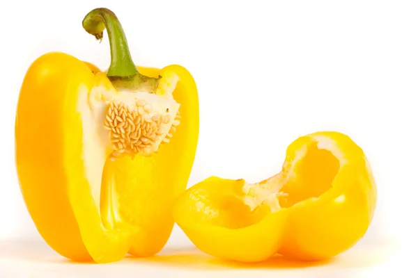 Närbild på Skivad gul paprika — Stockfoto