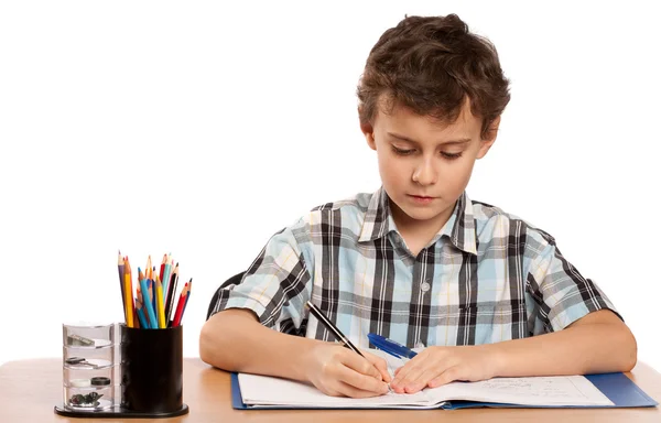 Skolpojke som gör läxor — Stockfoto