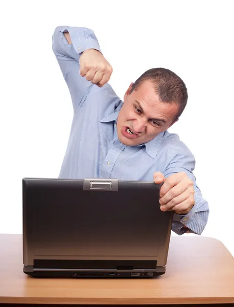 Kızgın işadamı laptop — Stok fotoğraf