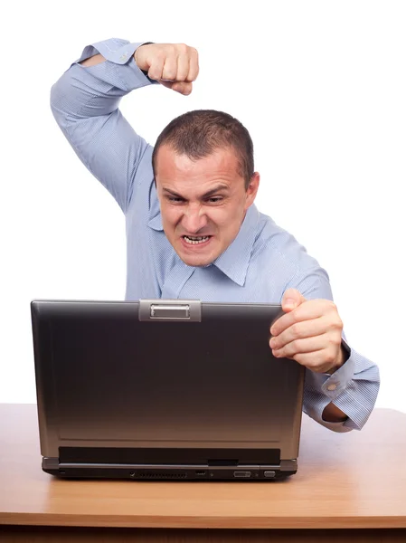 Homme d'affaires en colère à l'ordinateur portable — Photo