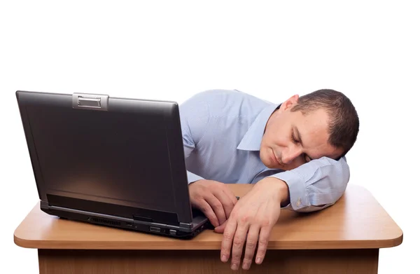 Бизнесмен спит в офисе — стоковое фото