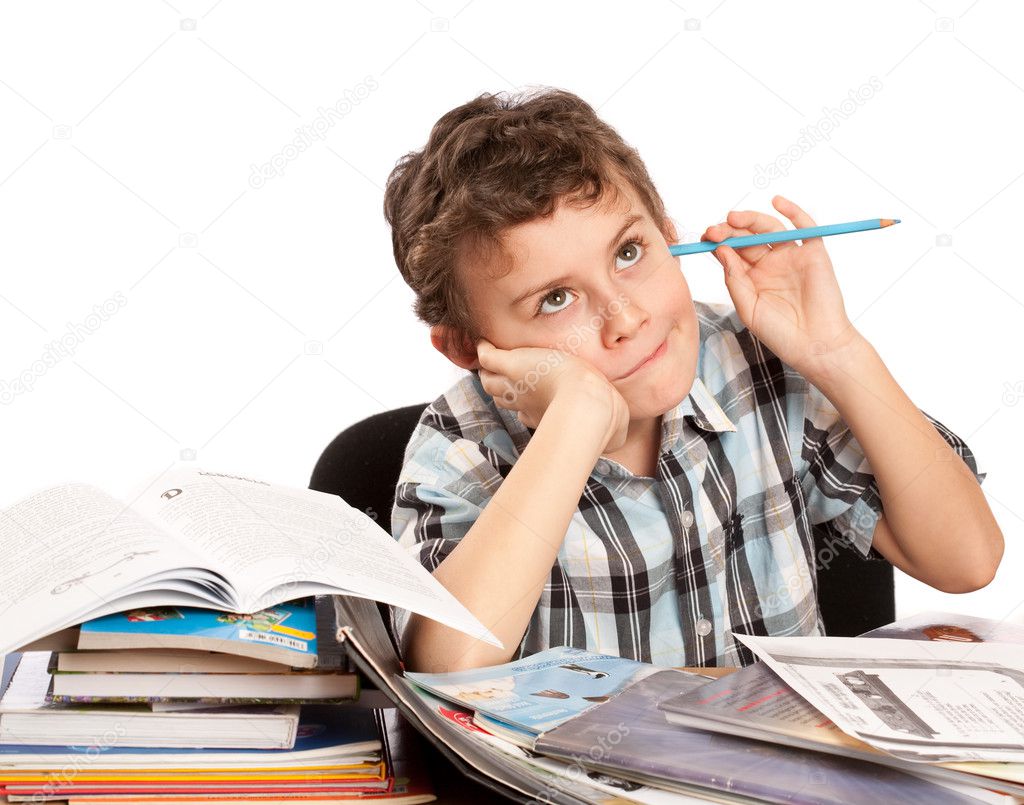 Schoolboy reluctant to doing homework