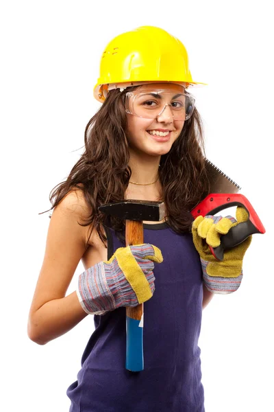 Latino senhora da construção — Fotografia de Stock