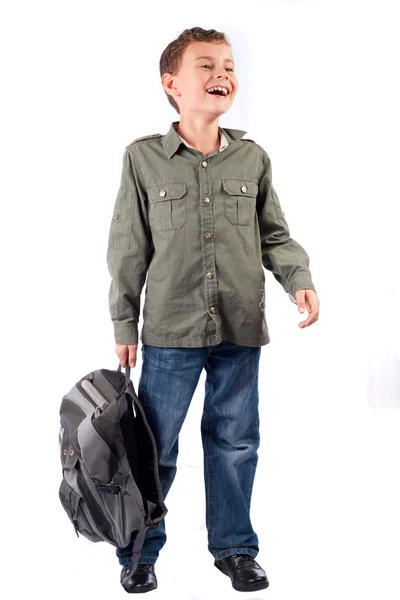 Söt skolpojke med ryggsäck — Stockfoto