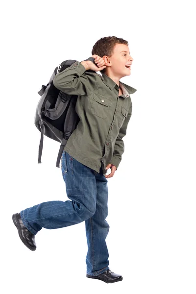 Симпатичный школьник с рюкзаком — стоковое фото