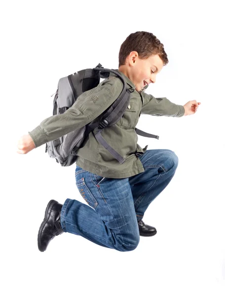 Söt skolpojke med ryggsäck — Stockfoto