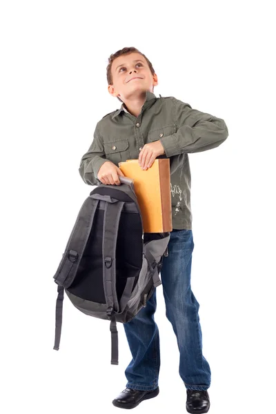 Cute schoolboy with backpack — Stock Photo, Image