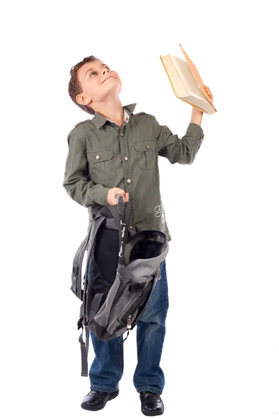 Roztomilý kluk s batohem — Stock fotografie